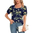 thumbnail image 3 of DreamFish Womens Summer Tops Casual Tunic Square Neck Puff Sleeve Tops Floral Printed Blouse, 3 of 6