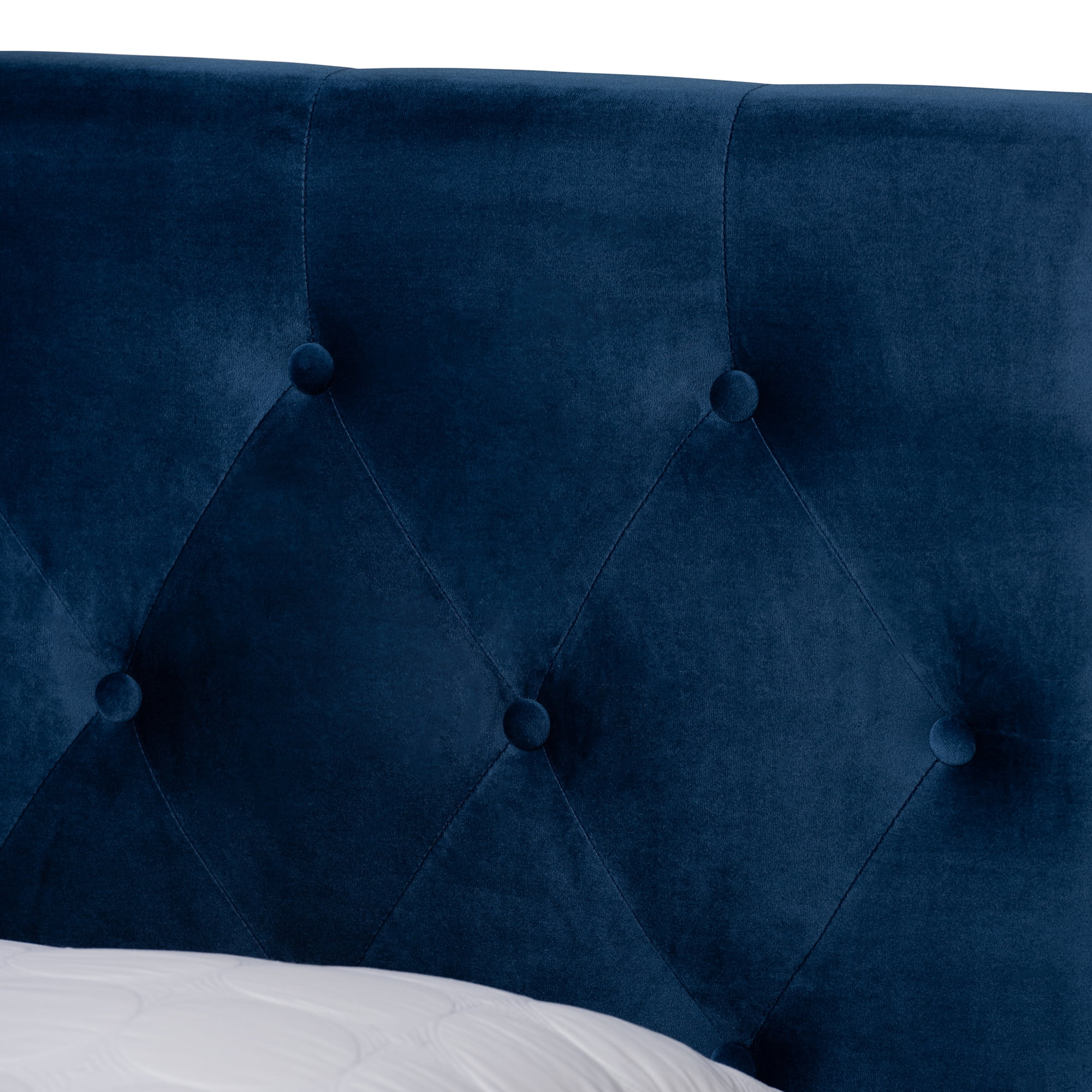 Baxton Studio Caronia Modern and Contemporary Navy Blue Velvet Fabric Upholstered 2-Drawer King Size Platform Storage Bed