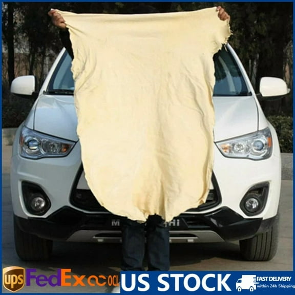 QUEST- Car Cleaning Cloth Washing Absorbent Drying Shammy Towel Natural Chamois Leather