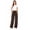 Brown, variant on Women's Micro Corduroy Fleece Lined Wide Leg Pants Black S