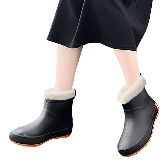 IUJSOY Women's Ankle Rain Boots Rubber Fishing Deck Boots Anti-Slip Short Waterproof Shoes Outdoor