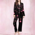 thumbnail image 2 of Levmjia Womens Pajama Set Lapel Long Sleeve Valentine Printed Pants Sleepwear 2 Piece Pajamas Cozy Set Soft Warm Pajamas Home Sleep Comfort Daily Wear, 2 of 8