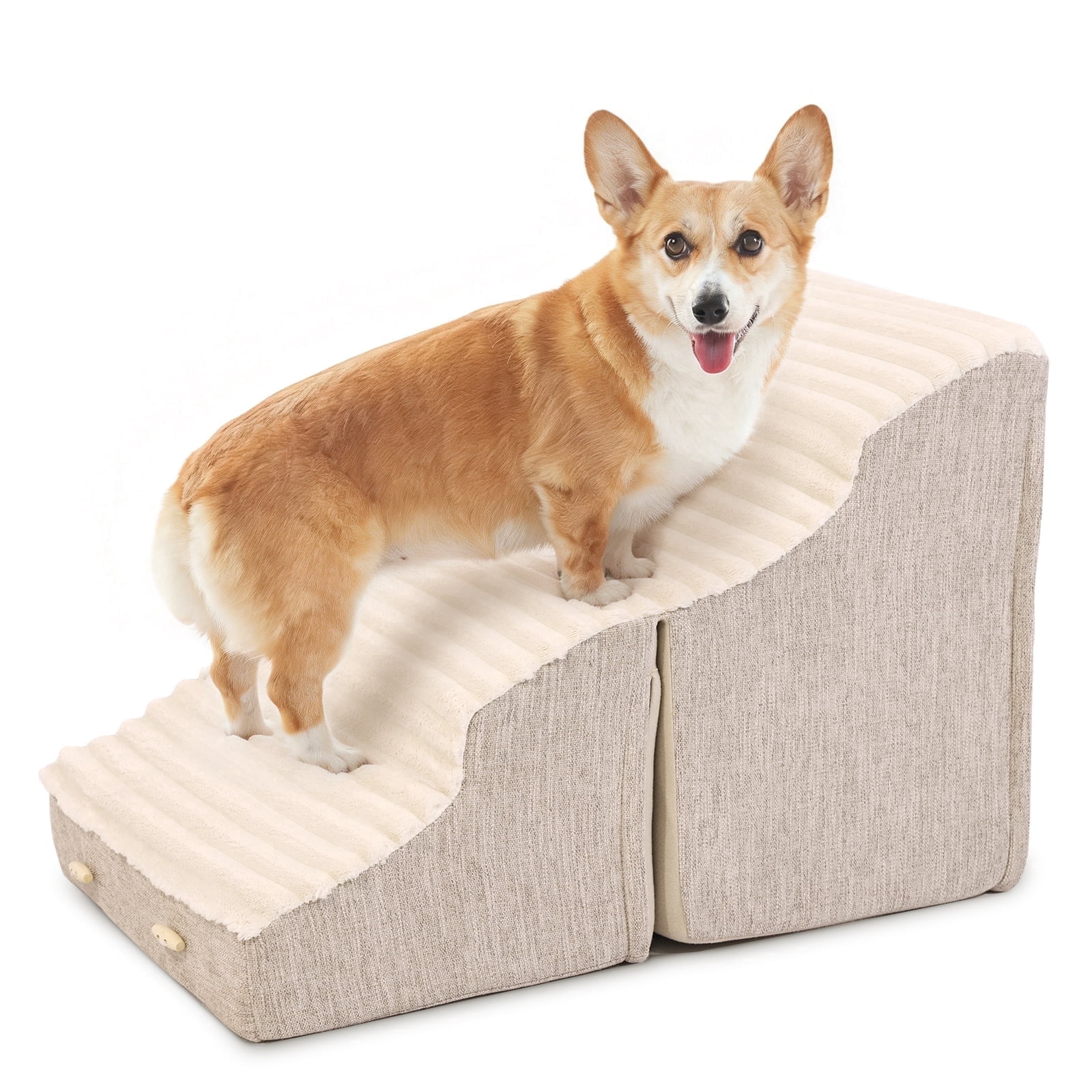WINDRACING 3-Step Pet Stairs 15.7" H, High Density Foam Pet Steps for Small Dogs & Cats, Non-Slip Bottom with Removable Washable Cover for Couch Sofa Chair