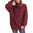 thumbnail image 3 of ManxiVoo Chandail Tricoté à Col Roulé Ample Décontracté pour Femmes, Chandail à Manches Longues pour l'Automne et l'Hiver 2026, Mode Chaude, Taille P, Rouge, 3 of 7