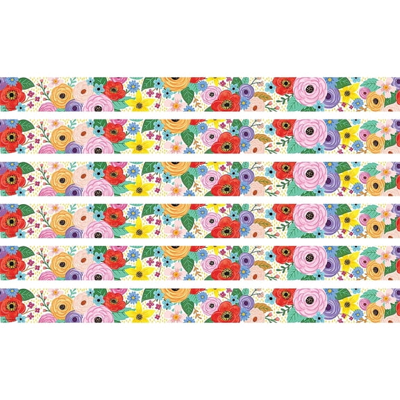 Teacher Created Resources Wildflowers Straight Border Trim, 35 Feet Per Pack, 6 Packs