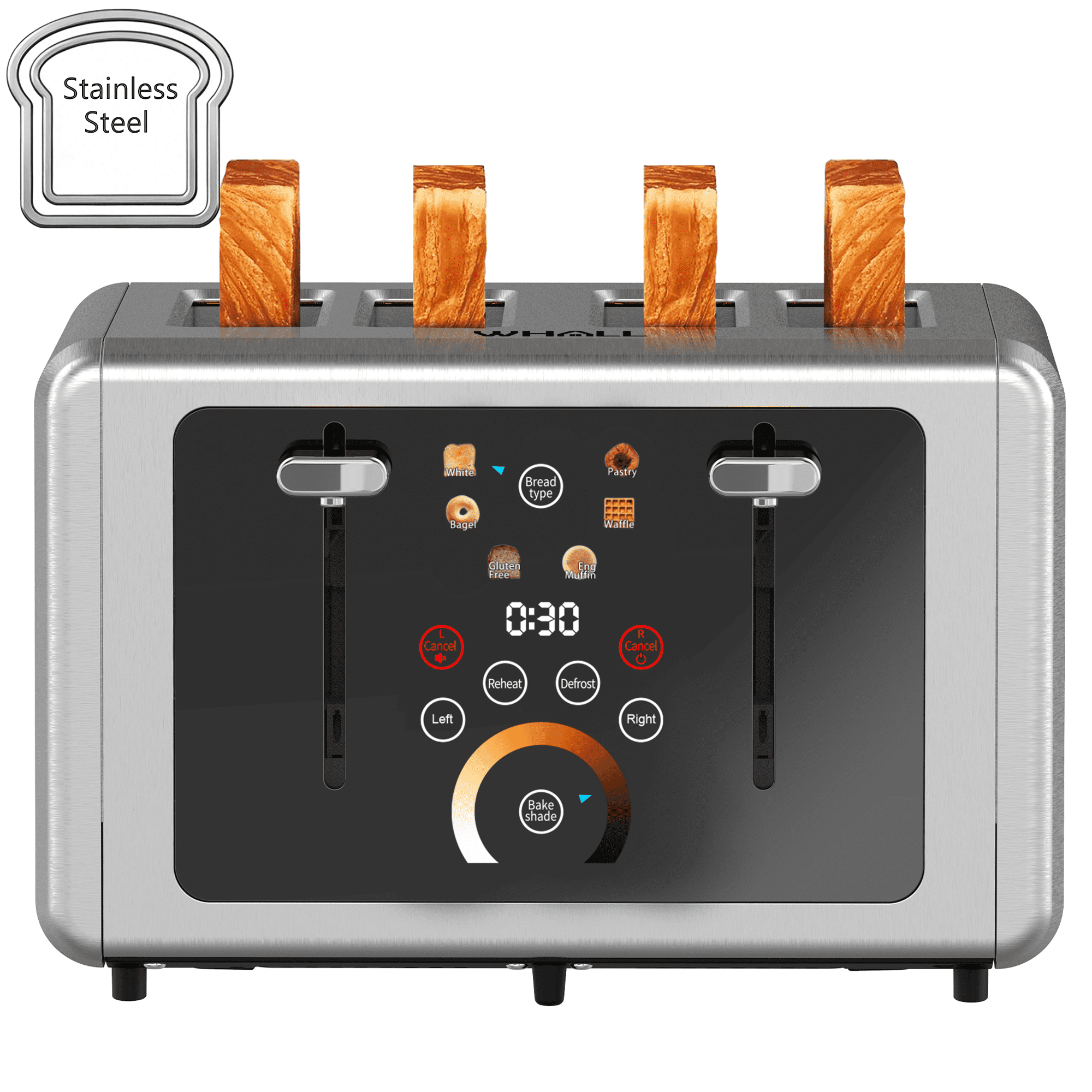 WHALLULTRA 4 Slice Touchscreen Stainless Steel Toaster photo 2