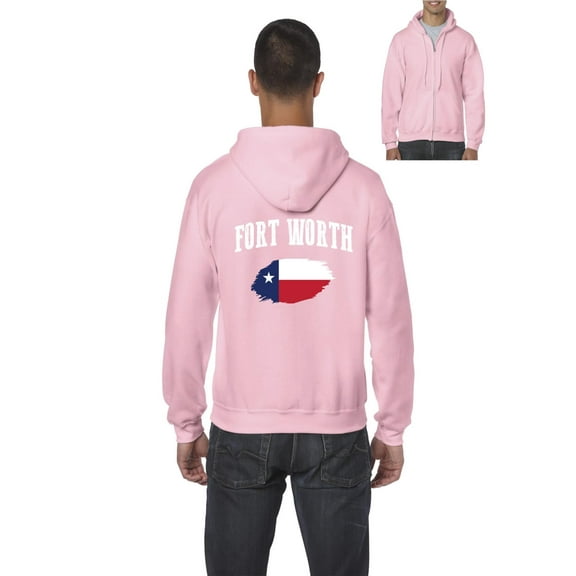 Mens Fort Worth Texas Flag Full-Zip Hooded Sweatshirt