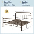 thumbnail image 3 of Allewie Queen Size Metal Platform Bed Frame with Victorian Style Wrought Iron-Art Headboard/Footboard, Antique Gold, 3 of 6