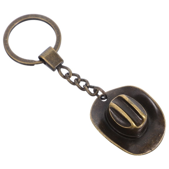 ibasenice Western Key Chain Cowboy Hat Charm Keychain Light Brown Zinc Alloy 1Set