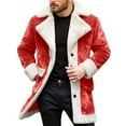 thumbnail image 2 of HOWPAY Christmas Santa Jackets for Men Xmas Long Cardigan with Pockets Solid Color Windbreaker Winter Lapel Button Lined Warm Trench Coats Red L, 2 of 4