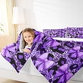 thumbnail image 6 of Manfei Cartoon Princess Bowknot Full Size Comforter Sets for Teens, Black Purple Ribbon Bedding Comforter Set, Romantic Leopard Print Reversible Bedding Sets, Breathable Home Decor, 3-Piece, 6 of 9