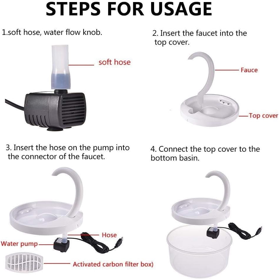 Pet Water Fountain Cat Water Dispenser Automatic Drinking Fountain with LED Light for Cats Dogs