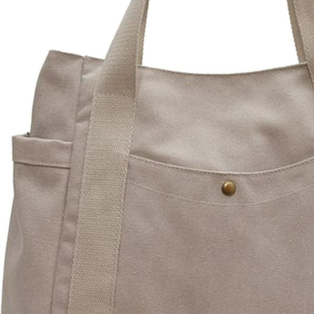 Casual Fabric Women Canvas Tote Bag Large Shoulder Bags for Women zipper Handbag Female white Walmart
