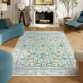 thumbnail image 5 of Moynesa 5'x7' Boho Purple Floral Area Rugs, Machine Washable Area Rugs for Living Room, Rugs for Bedroom, Soft Non-Slip Rug for Dining Room, Blue, 5 of 6