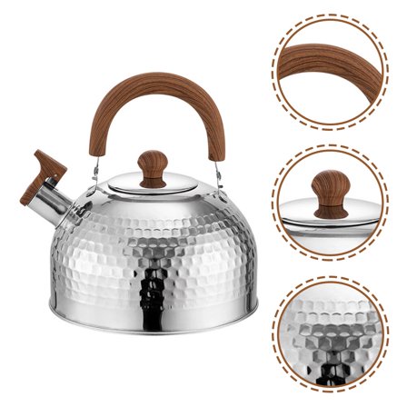 Luxshiny Silver Stainless Steel Tea Kettle for Stovetop with Loud Whistle and Easy Clean