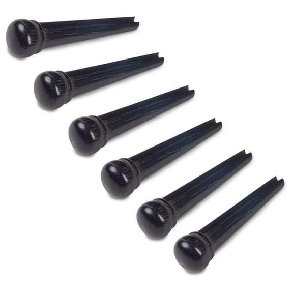 Waverly Ebony Guitar Bridge Pins, Oversized, Slotted, Set of 6