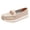 Beige, variant on Women's Platform Loafers Fashion Metal Chain Stitching Leather Slip on Thick Soft Sole Walking Shoes for Daily Work Business Blue Size 10