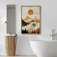 thumbnail image 2 of PixonSign Framed Canvas Print Wall Art Orange Sunset Mountain Range Forest Landscape Nature Wilderness Illustrations Decorative Bohemian Multicolor Mid-Century Modern - 24"x36" Natural, 2 of 5