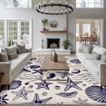 thumbnail image 3 of Navy Blue Coastal Area Rugs 8'x10', Washable Small Throw Rugs for Living Room Patio, Summer Beach Ocean Coral Shell Rustic Indoor Outdoor Rug Non-Slip Low Pile Carpet Runner Reversible Floor Mats, 3 of 8