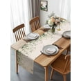 thumbnail image 3 of Green Botanical Leaves Butterfly Table Runner-36 Inch Long Pastoral Vintage Linen Table Runners Linen Burlap Tablerunner for Kitchen Dining Room Holiday Party, 3 of 9