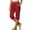 07# Red, variant on Cotton Capri Pants for Women Ihhxva Drawstring with Pockets Elastic Waist Button Detail Summer Casual Side Slit Trousers S-2XL