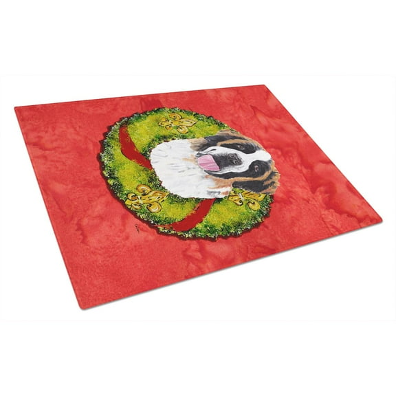Caroline's Treasures Saint Bernard Glass Cutting Board Large