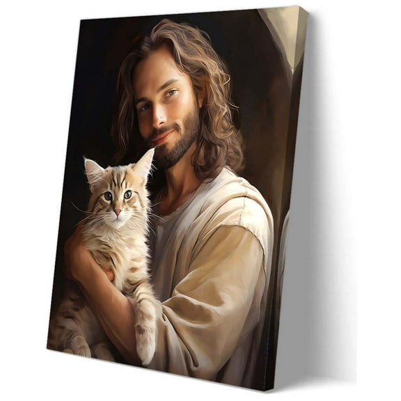 Jesus and Lamb Canvas Wall Art Deco Bedroom Picture for Hallway Modern House Decorations Giclee Artwork Canvas Poster Printing