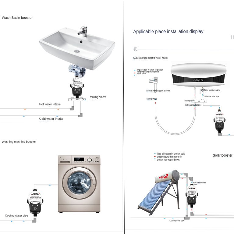 AISITIN Booster Pump for Low Water Pressure Water Pump 24V 181W Auto  Pressure Controller Household Water Heater Boost for Home - Walmart.com