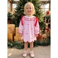 thumbnail image 3 of Loicainy Baby Toddler Girl Christmas Dress 6 12 18 24 Months 2T 3T 4T Long Sleeve Santa Embroidery Striped Dresses, 3 of 9