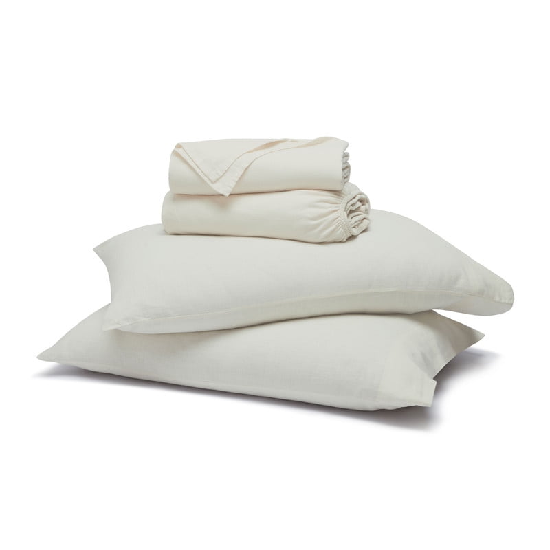Superior Chloe 100% Cotton Percale Linen Texture Bed Sheet Set, Queen, Ivory