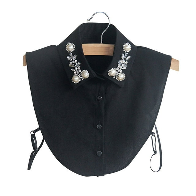 Guardurnaity Camisa de solapa desmontable para adultos y mujeres, cuello falso, blusa falsa de Color sólido, ropa para el cuello Prendas para la parte del cuerpo Negro Guardurnaity AP1521-02B