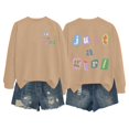 thumbnail image 6 of KHONTS Cute Just a Girl Sweatshirt for Teen Girls Sweatshirts Letter Graphic Long Sleeve Pullover Tops Khaki M, 6 of 6