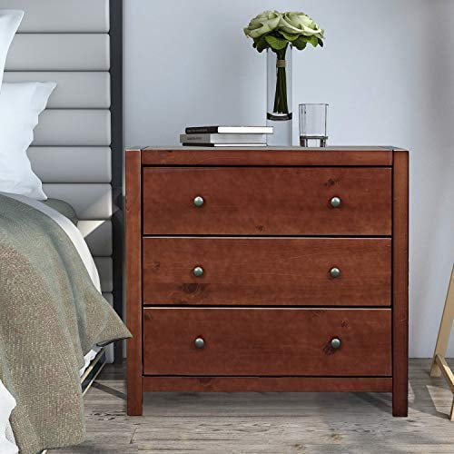 MUSEHOMEINC Rustic Wood 3 Drawer Dresser, Espresso Finish ...