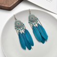 thumbnail image 3 of Pendientes de plumas vintage, pendientes de borlas con cadena de moda, joyería bohemia étnica A107-808, 3 of 3