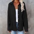 thumbnail image 4 of VISALY Women Button Up Collared Shirts Tunic Tops Loose Fit Tops Work Dressy Casual Basic Shirts Long Sleeve Wrinkle Free Blouse Smocked Shackets Jacket Solid Oversized Boyfriend Blouses Blue L, 4 of 8