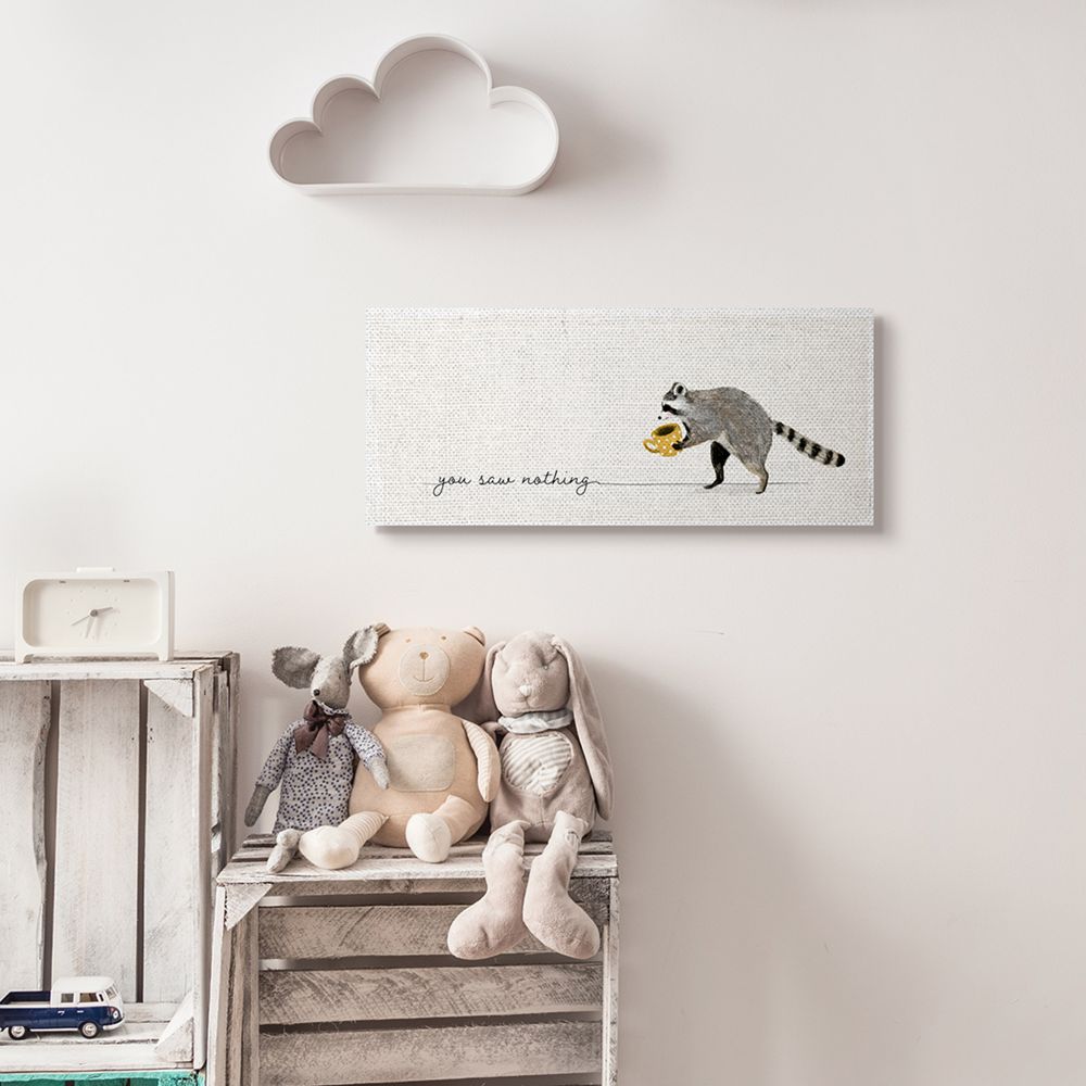 Stupell Industries You Saw Nothing Phrase Animal Humor Raccoon Coffee Canvas Wall Art Design by Victoria Barnes, 10" x 24"