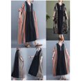 thumbnail image 3 of Vestido suelto de mujer con bolsillos, volantes, cuello en V, manga corta, vestido vintage de v MABOTO Vestido, 3 of 7