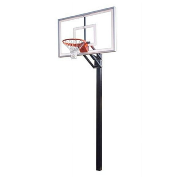 Champ Nitro Steel-Glass In Ground Adjustable Basketball System, Scarlet