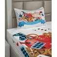 thumbnail image 2 of Ambesonne Cartoon Fitted & Top Sheet Set with Sham, Fantasy World Cards Clocks, Multicolor, 2 of 4