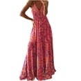 thumbnail image 2 of Fankiway Mode Femmes Été Casual Imprimer V-Cou Camis Sans Manches Veste Longue Robe Femmes Plage Sundresses Grande Taille Femmes Robes, 2 of 6
