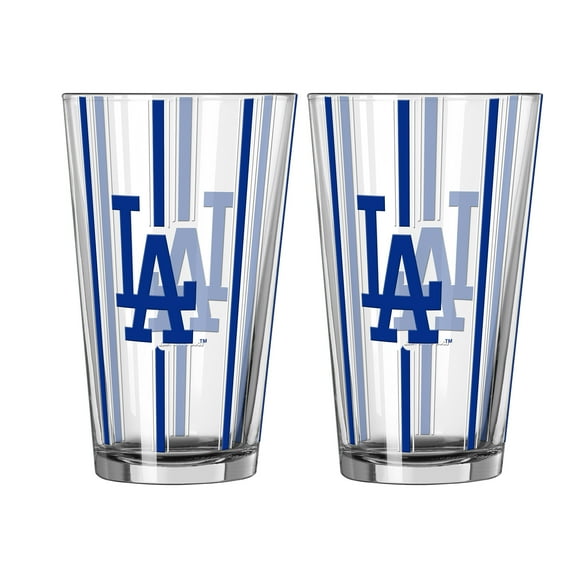 Logo Brands Los Angeles Dodgers Two-Piece 16oz. Striped Pint Glass Set