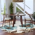 thumbnail image 4 of 7ft Round Rug, Vintage Flowers Non-Skid Rubber Backing Large Area Rugs - Living Room Bedroom Home Office, Teal Blue Floral Nature Butterfly Indoor Floor Mat Carpets Washable Rug, 4 of 9