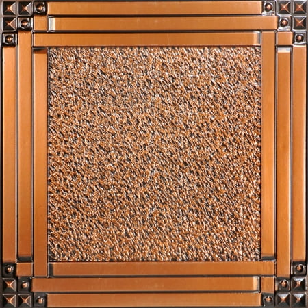 Daltile Copper Flooring - Deco Corners 2 ft. x 2 ft. PVC Glue-up or Lay in Ceiling Tile in Antique Copper