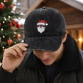 thumbnail image 5 of WULMLEO Unisex Vintage Christmas Baseball Hats Santa Pattern Embroidery Multi Sun Hats Black One Size, 5 of 6