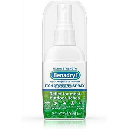 Benadryl Extra Strength Anti-Itch Cooling Spray, Topical Analgesic and Skin Protectant for Relief from Most Outdoor Itches, Travel Size, 2 fl. oz (Pack of 3)