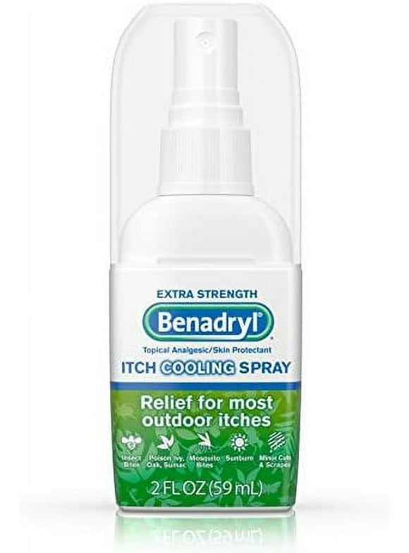 Benadryl Extra Strength Anti-Itch Cooling Spray, Topical Analgesic and Skin Protectant for Relief from Most Outdoor Itches, Travel Size, 2 fl. oz (Pack of 3)
