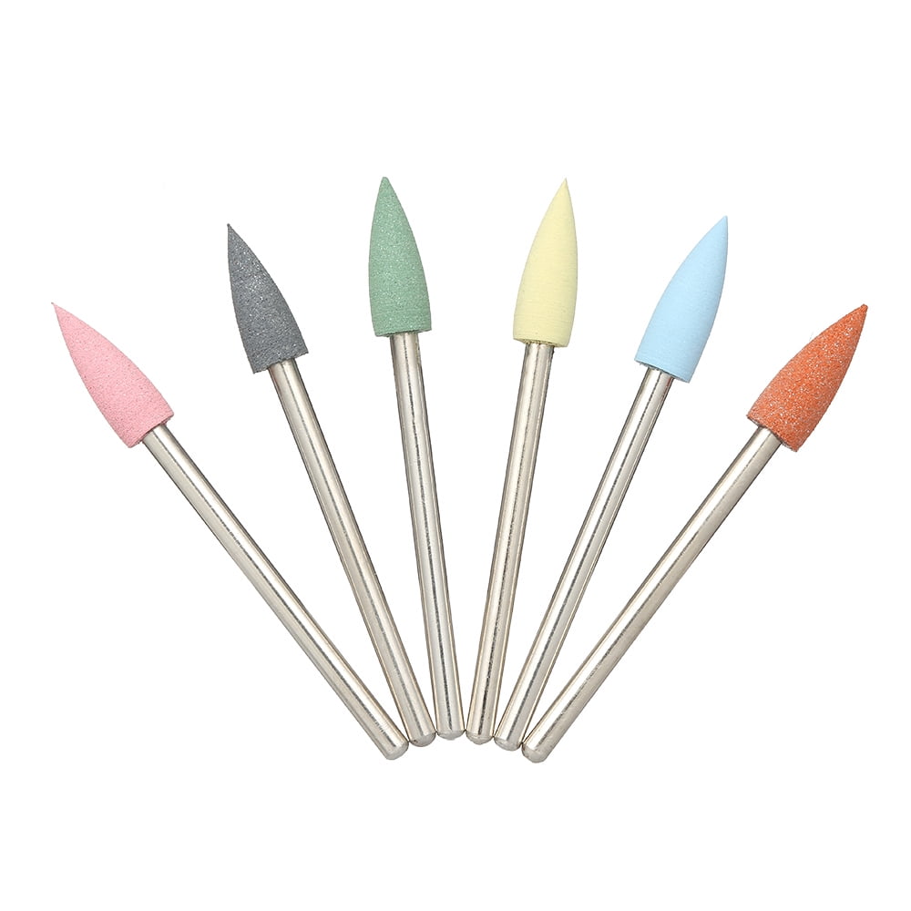 6pcs Rubber Nail Drills Bits Nail Buffer Cuticle Cutter for Electric