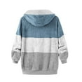 thumbnail image 4 of ZQGJB Reduce Womens Oversized Fuzzy Fleece Open Front Hooded Pockets Cardigan Jackets Loose Fit Sherpa Coat Color Block Print Winter Warm Plush Zip Outerwear (Purple#01 XL), 4 of 5