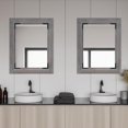 thumbnail image 2 of Acovy Solid Wood Rectangle Bathroom Mirror Tempered Glass, Rustic Wood Frame Wall Vanity Mirror,Vintage Gray, 2 of 5