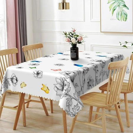 

Uorbeay 60x102inches Spring Floral Tablecloth Watercolor Flowers Blossom with Green Leaves Print Rectangle Table Cloth Wrinkle Resistant Waterproof Table Cover for Picnic Party Home Dining Room Decor